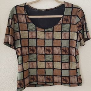 Vintage 90s Earth-tone Semi-Sheer Crop Top